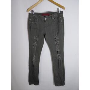 BONGO Distressed Skinny Jeans Gray Solid Denim Women Size 9-See Measurements